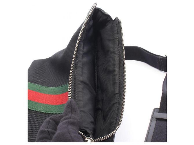 Borsa a tracolla piatta Gucci Web Stripe Nero Rosso Verde - vista 8