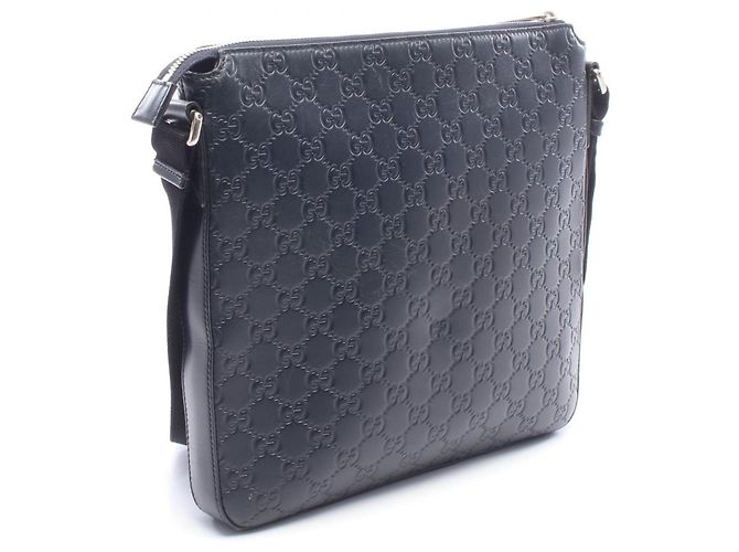 Borsa a tracolla Gucci Guccissima in pelle blu navy - vista 2