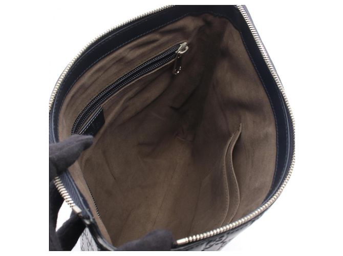 Borsa a tracolla Gucci Guccissima in pelle blu navy - vista 3
