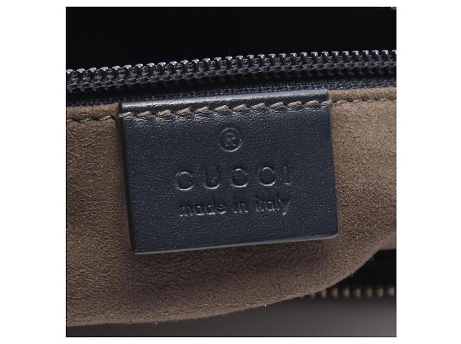 Borsa a tracolla Gucci Guccissima in pelle blu navy - vista 4