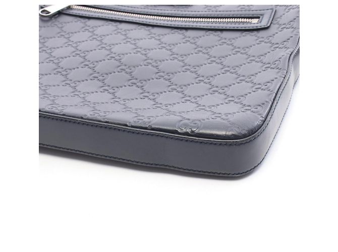 Borsa a tracolla Gucci Guccissima in pelle blu navy - vista 5