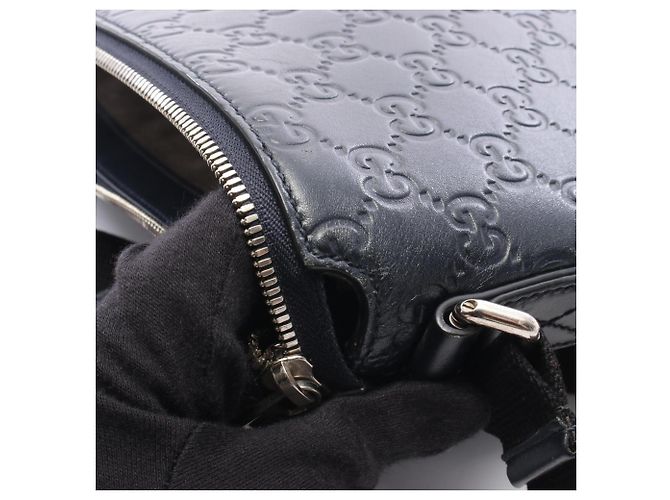 Borsa a tracolla Gucci Guccissima in pelle blu navy - vista 7