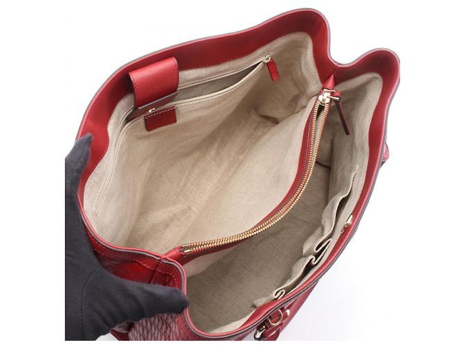 Borsa Tote Gucci Microguccissima in pelle rossa Rosso - vista 3
