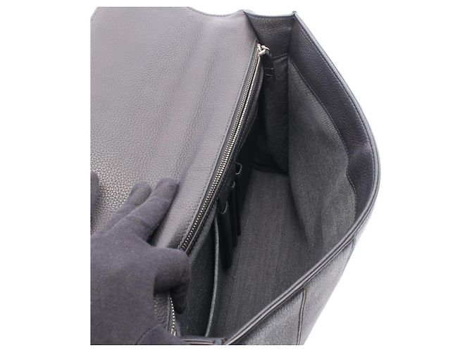 Christian Dior Porte-documents/Sac à main en cuir noir - vue 3