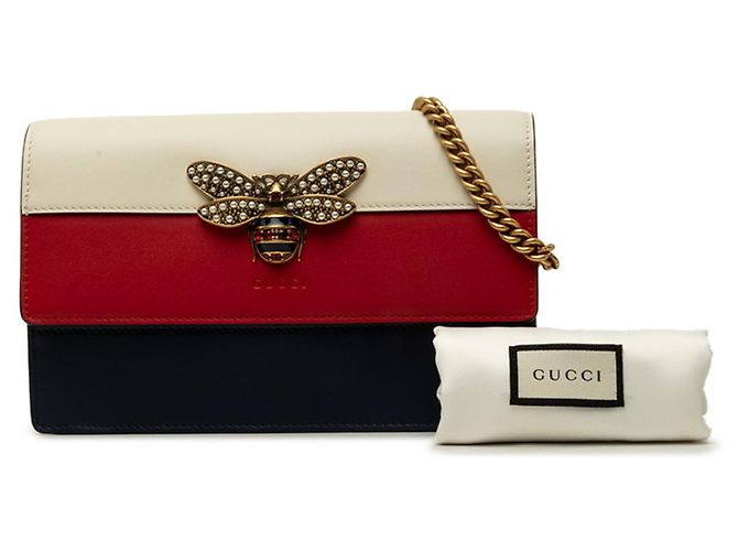 Borsa a tracolla Gucci Queen Margaret con motivo ape Bianco Rosso Blu navy - vista 7