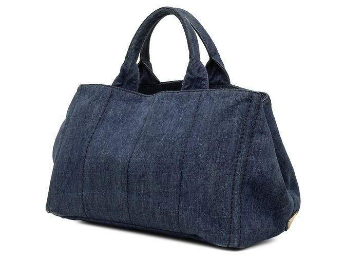 Borsa Prada Canapa in denim blu - vista 2
