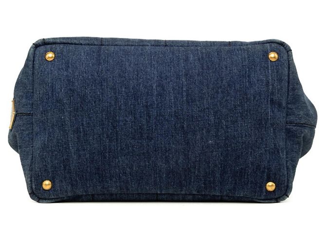 Borsa Prada Canapa in denim blu - vista 3