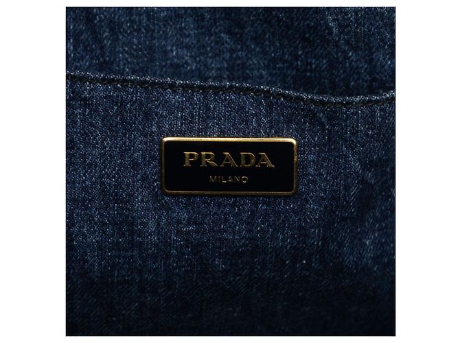 Borsa Prada Canapa in denim blu - vista 5