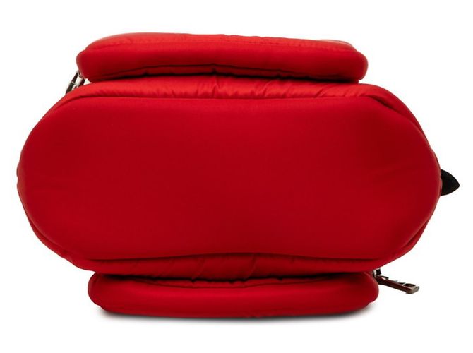 Borsa a mano Prada in Tessuto con placca logo triangolare e tasca Nero Rosso - vista 3