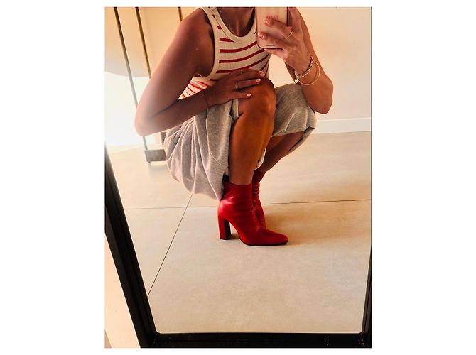 Balenciaga Botines de cuero rojos Roja - vista 3