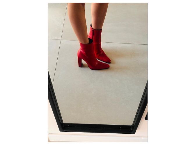 Balenciaga Botines de cuero rojos Roja - vista 4