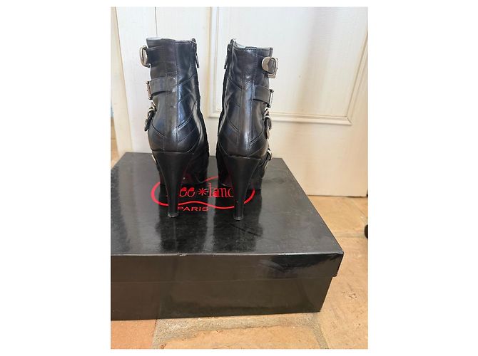 Free Lance Botas de tacón alto de cuero negro con hebillas - vista 4