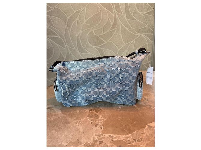 Borsa a tracolla Coach Monogram Denim Blu Blu chiaro - vista 10