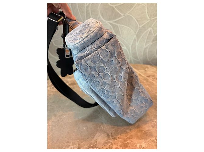 Borsa a tracolla Coach Monogram Denim Blu Blu chiaro - vista 11