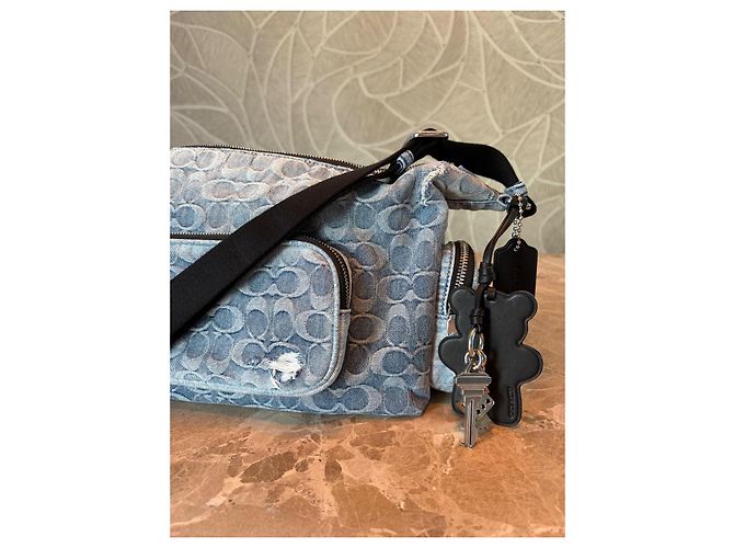 Borsa a tracolla Coach Monogram Denim Blu Blu chiaro - vista 2