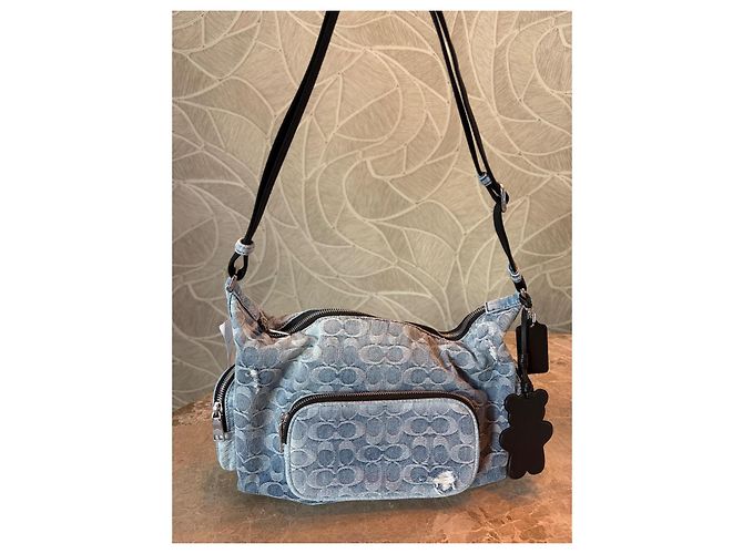 Borsa a tracolla Coach Monogram Denim Blu Blu chiaro - vista 6