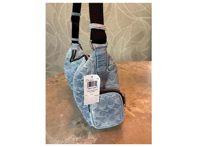 Borsa a tracolla Coach Monogram Denim Blu Blu chiaro - vista 7