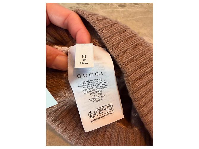 Berretto Gucci GG Monogram in Cashmere Beige - vista 2