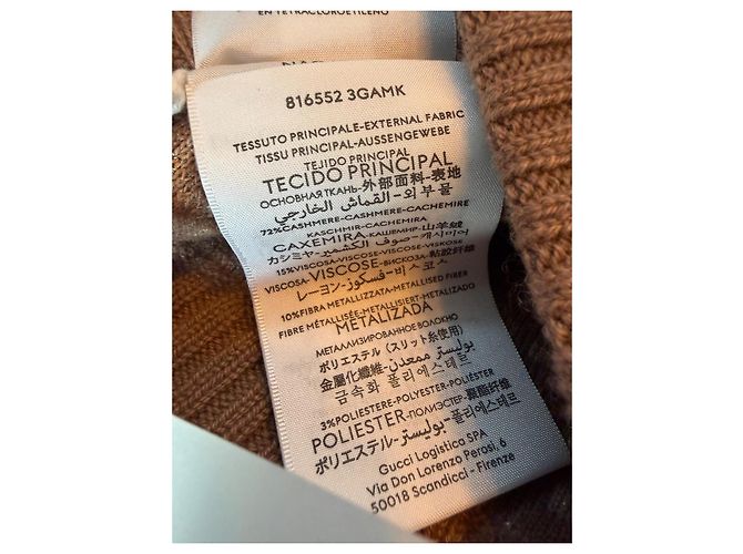 Berretto Gucci GG Monogram in Cashmere Beige - vista 3