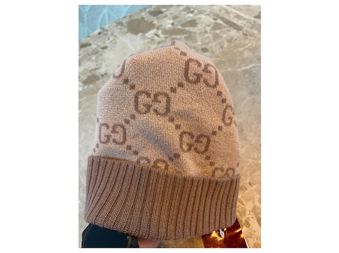 Berretto Gucci GG Monogram in Cashmere Beige - vista 5