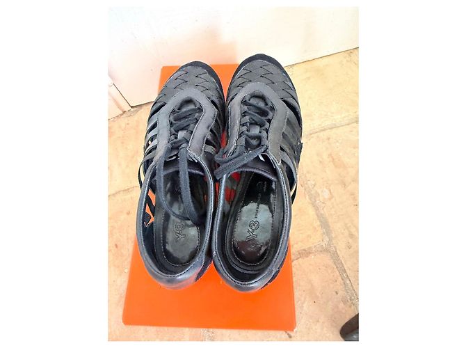 Y3 Sneakers Y-3 Run Lattice in pelle e camoscio nere - vista 5