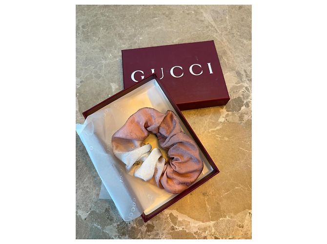 Gucci GG Marmont Scrunchie in seta Rosa Bianco - vista 5