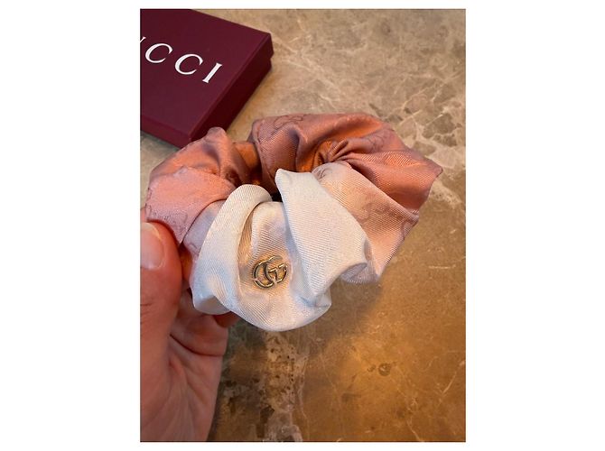 Gucci GG Marmont Scrunchie in seta Rosa Bianco - vista 8