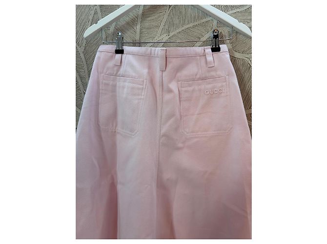 Falda Midi Gucci de Lona de Algodón Rosa - vista 10