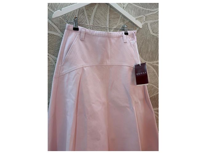 Falda Midi Gucci de Lona de Algodón Rosa - vista 2