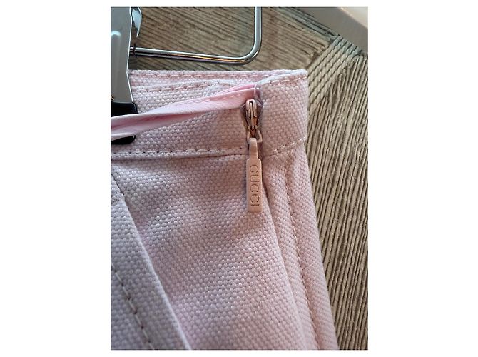 Falda Midi Gucci de Lona de Algodón Rosa - vista 3