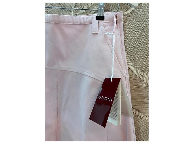 Falda Midi Gucci de Lona de Algodón Rosa - vista 7