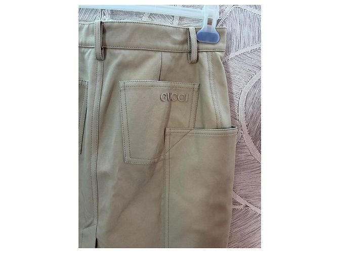 Gonna Midi Gucci in Cotone Drill Pesante Beige - vista 5