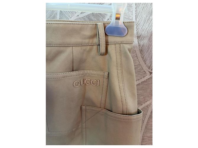 Gonna Midi Gucci in Cotone Drill Pesante Beige - vista 8