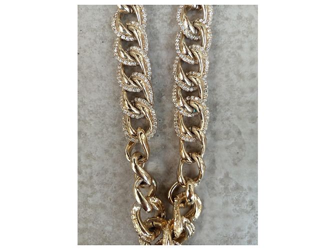 Galliano Collana a Catena Grossa con Pendente Lettera G in Cristalli D'oro - vista 3