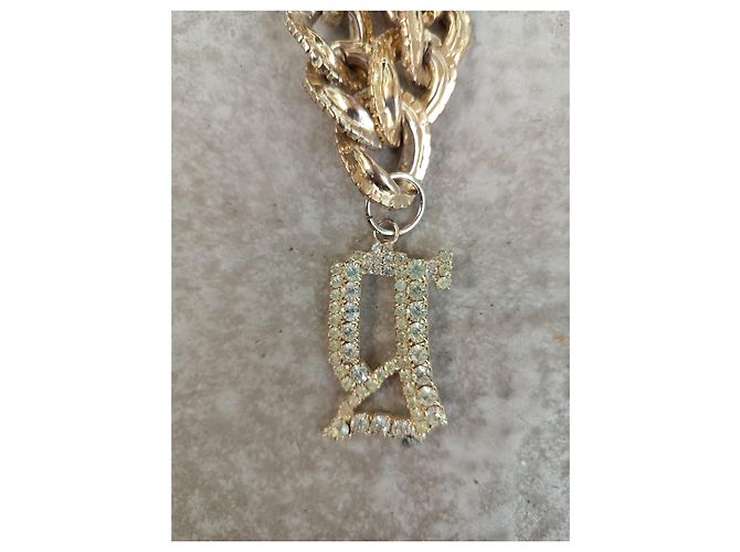 Galliano Collana a Catena Grossa con Pendente Lettera G in Cristalli D'oro - vista 5
