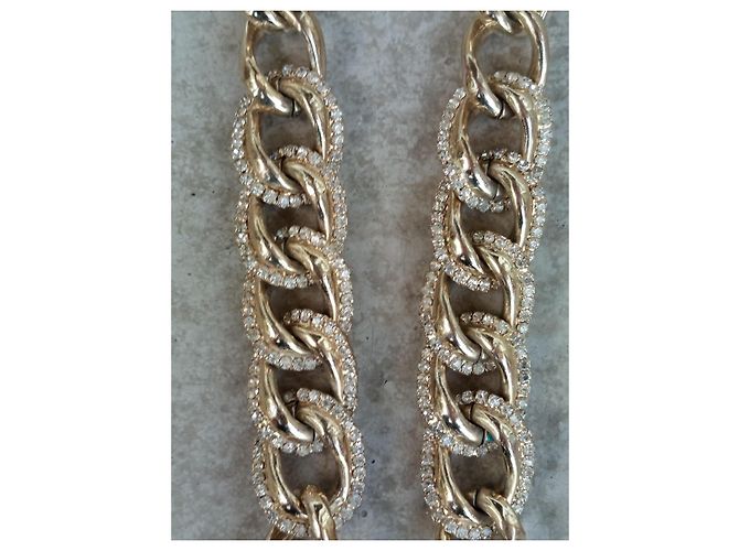Galliano Collana a Catena Grossa con Pendente Lettera G in Cristalli D'oro - vista 7
