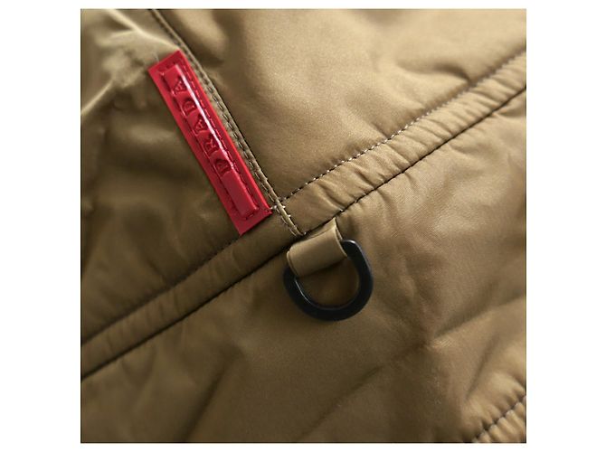 Prada Sport Linea Rossa Bonnet Trapper Nylon Marron Doré Beige Vert - vue 4