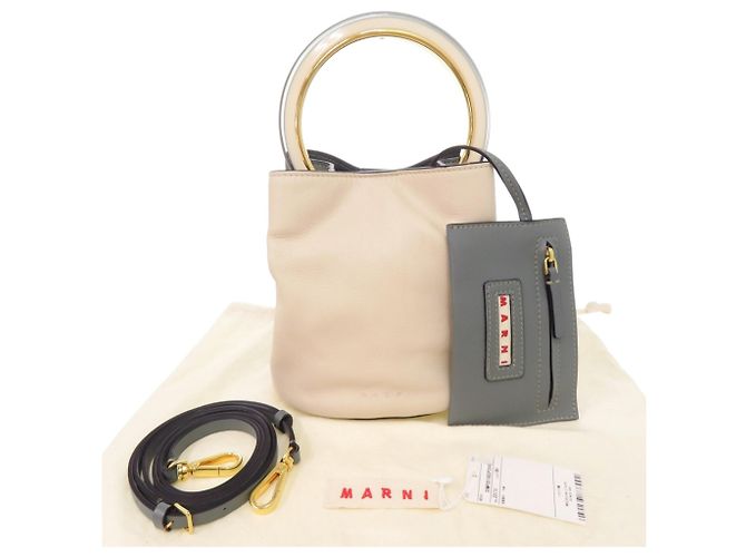 Marni Panier SCMP001801 Borsa a secchiello 2-Way Beige Verde - vista 2