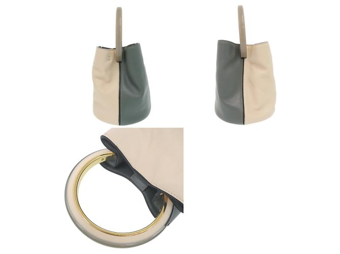 Marni Panier SCMP001801 Borsa a secchiello 2-Way Beige Verde - vista 5