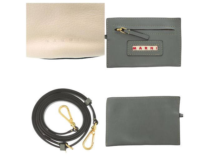 Marni Panier SCMP001801 Borsa a secchiello 2-Way Beige Verde - vista 8