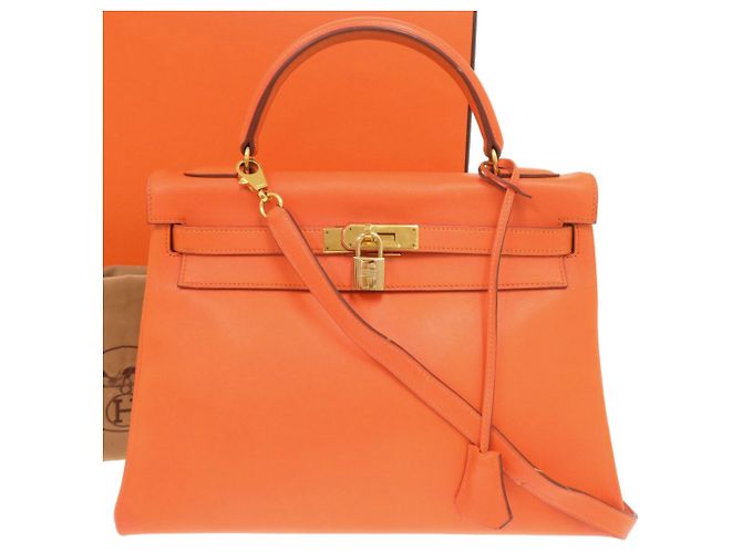 Hermès Borsa Hermes Kelly 32 Arancione - vista 2