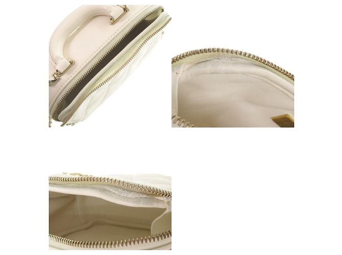 Borsa a tracolla Chanel Vanity Case Matelassé con catena Bianco - vista 8