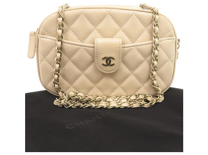 Borsa a tracolla con catena Chanel Coco Mark Matelassé Beige - vista 2