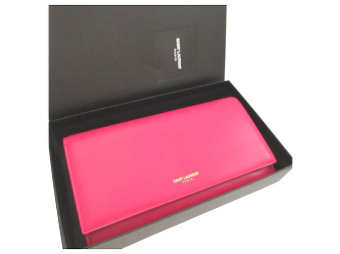 Cartera larga bi-fold de piel rosa Yves Saint Laurent - vista 2