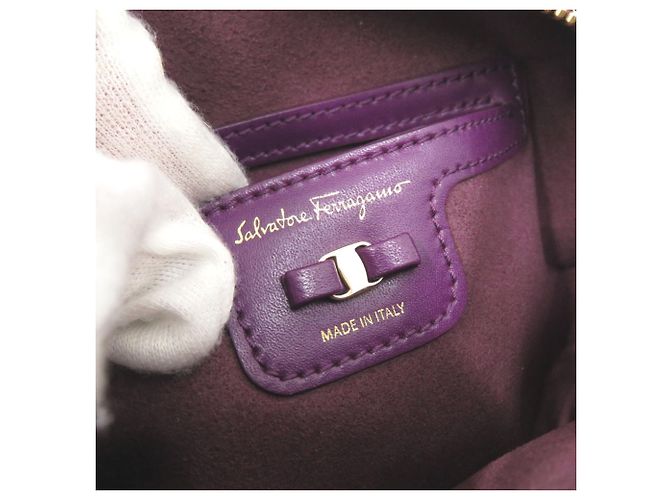 Borsa a tracolla in pelle viola Salvatore Ferragamo - vista 8