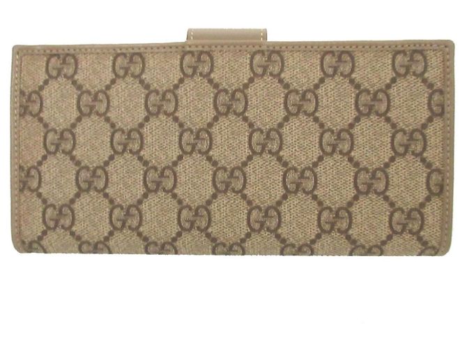 Cartera larga bi-fold Gucci GG Supreme de cuero gris Castaño - vista 3