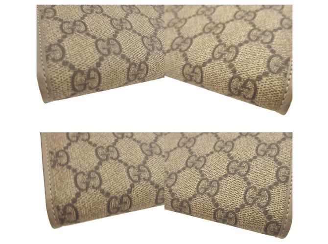 Cartera larga bi-fold Gucci GG Supreme de cuero gris Castaño - vista 8