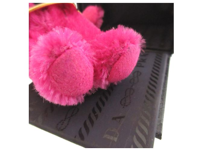 Chaveiro pingente de urso em tecido Prada Rosa Dourado - vista 5
