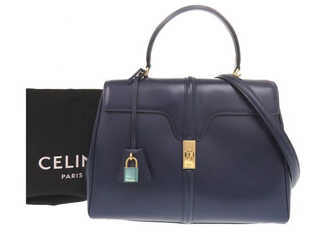 Céline Borsa a tracolla Celine 16 Seize Medium in pelle blu navy - vista 2