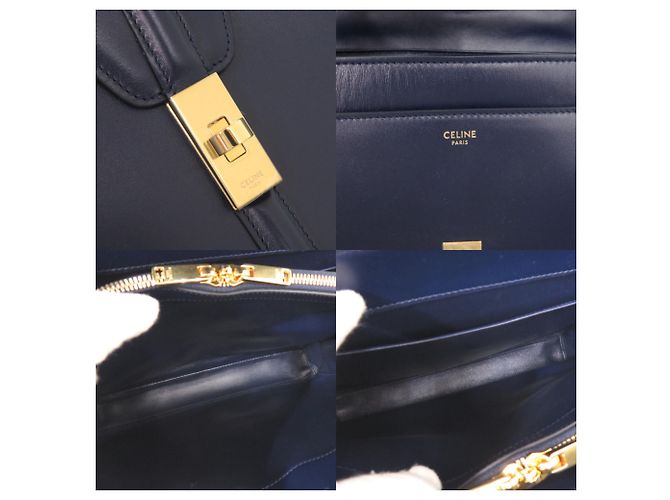 Céline Borsa a tracolla Celine 16 Seize Medium in pelle blu navy - vista 9